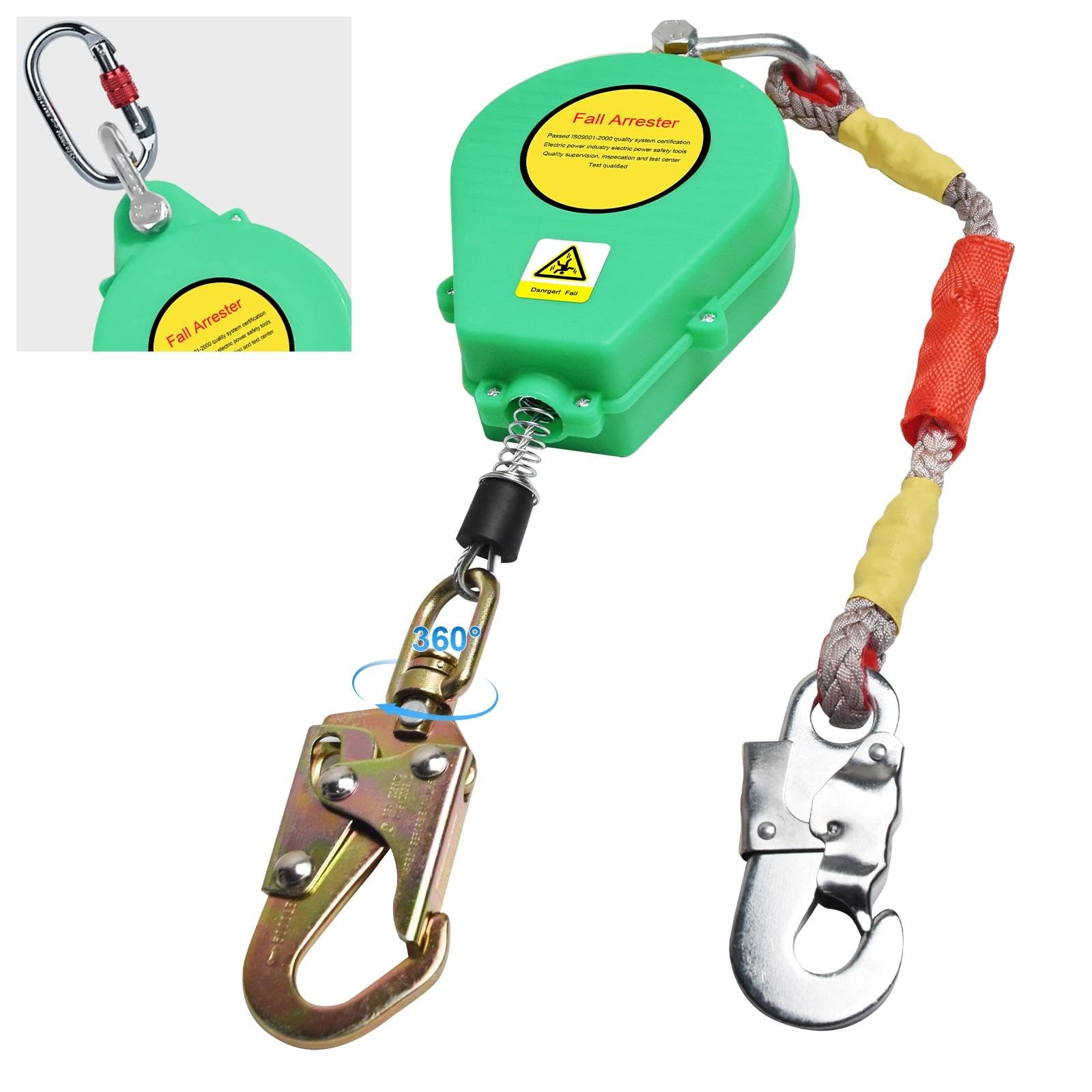 Dispositif Antichute Automatique 10m avec Crochet Pivotant (Vert)