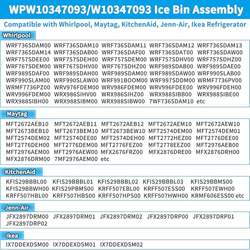 Image of Upgraded WPW10347093 W10347093 Removable Ice Bin Assembly Replacement for W10347100 Ice Container, Compatible with Whirlpool Refrigerator Ice Maker, Fits WRF736SDAM14, WRF736SDAM13 Ice Bucket