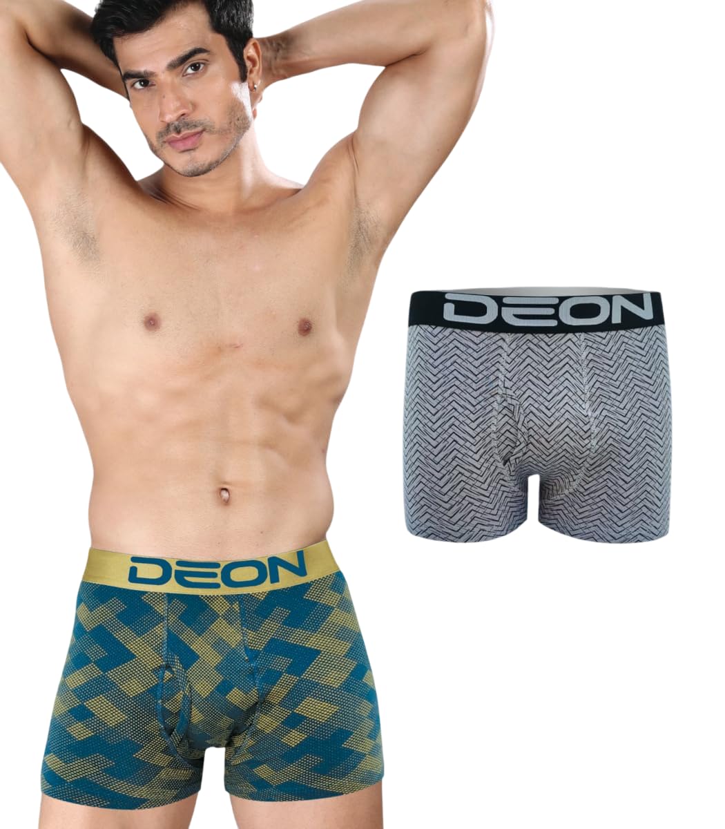 deon Pack of 2 Cotton Lycra Printed Ultra Trunk for Men| Non Itch No Chaffing Sweat Proof-picture-47