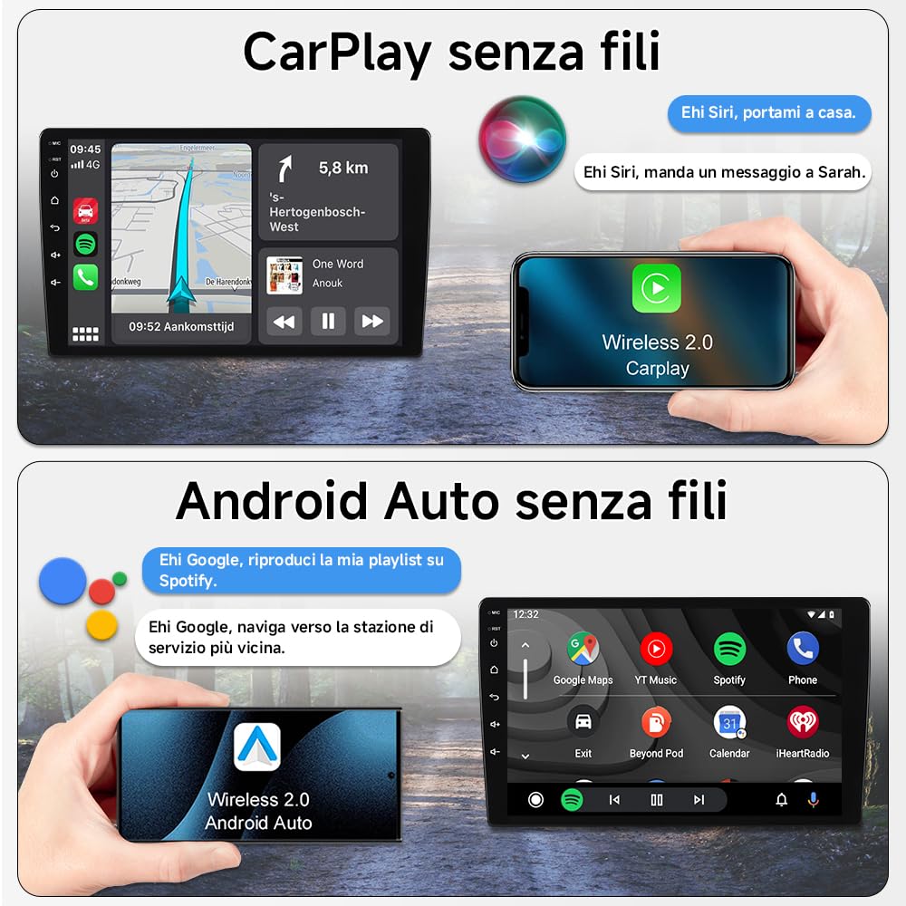 ACAVICA Autoradio Android 15 9" IPS 1280x800 per VW Golf 5 6 Passat Polo - 4+64GB, Carplay Android Auto Wireless - Navigazione GPS WiFi 6.0 Bluetooth 5.4 - Compatibile con Caddy EOS