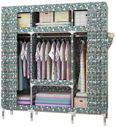Armario ropero portátil MU con estructura de acero de 25 mm y organizador lateral para dormitorio