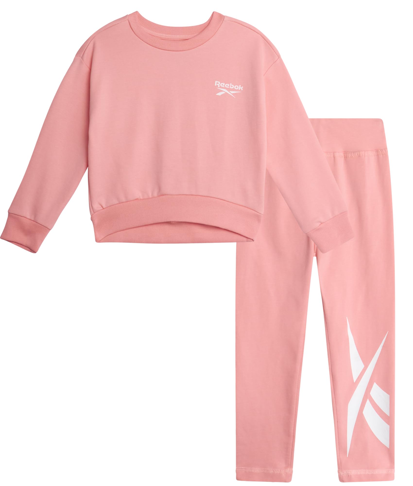 Reebok Kleinkind-Mädchen-Hosen-Set – 2-teiliges gemütliches Fleece-Crewneck Sweatshirt und Mädchen-Leggings für Kleinkinder und kleine Kinder