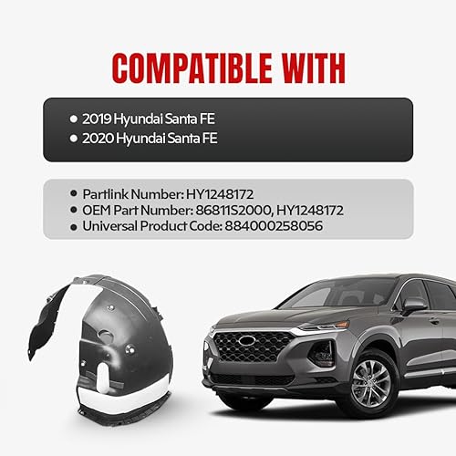 Miniatura 3 de FITRITE AUTO PARTS Nuevo trazador de líneas de guardabarros delantero izquierdo del lado del conductor para Hyundai Santa FE 2019-2020, hecho de