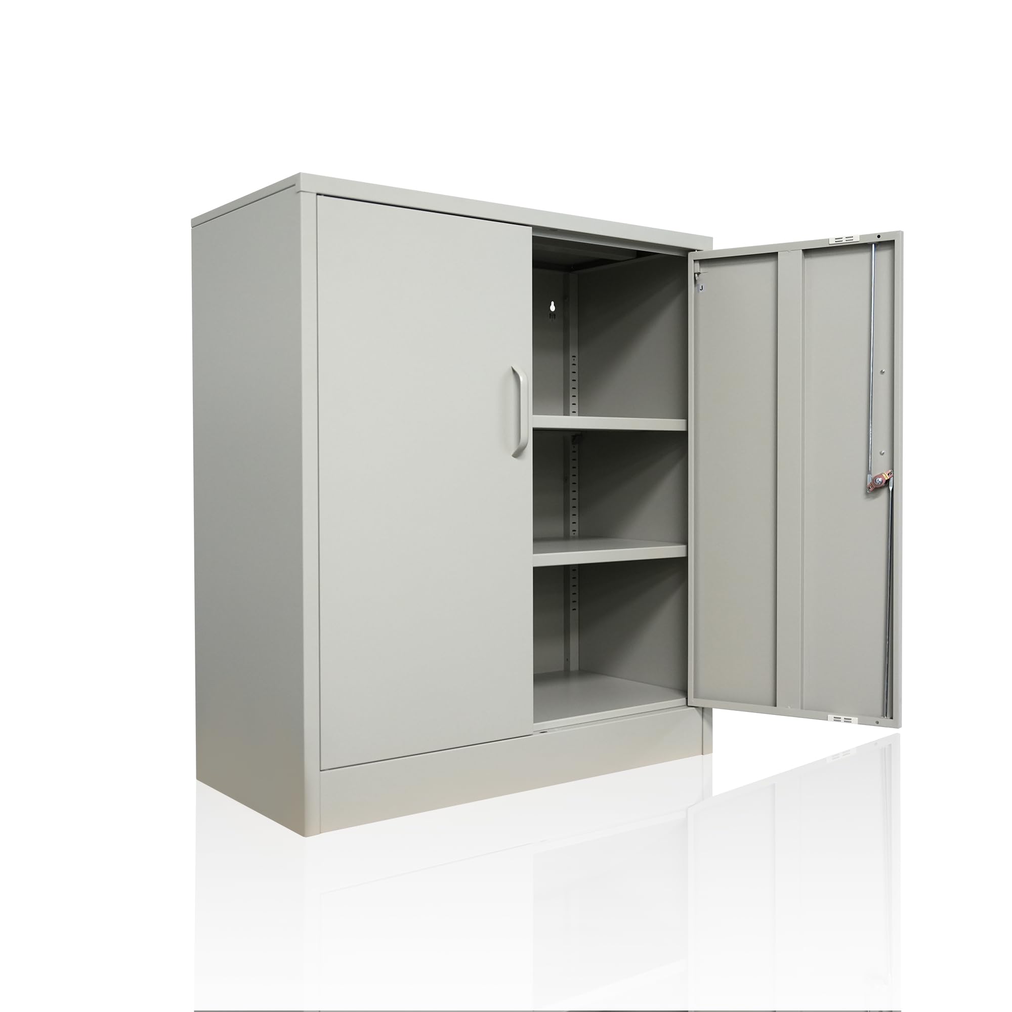 Ondis24 Aktenschrank, Mehrzweckschrank, Schloss, verstellbare Ablagen, Stabil, belastbar, Doppeltüren mit Türmagnet, Griffen Robust und sicher, werkzeugschrank, Büro, Werkstatt, Garage