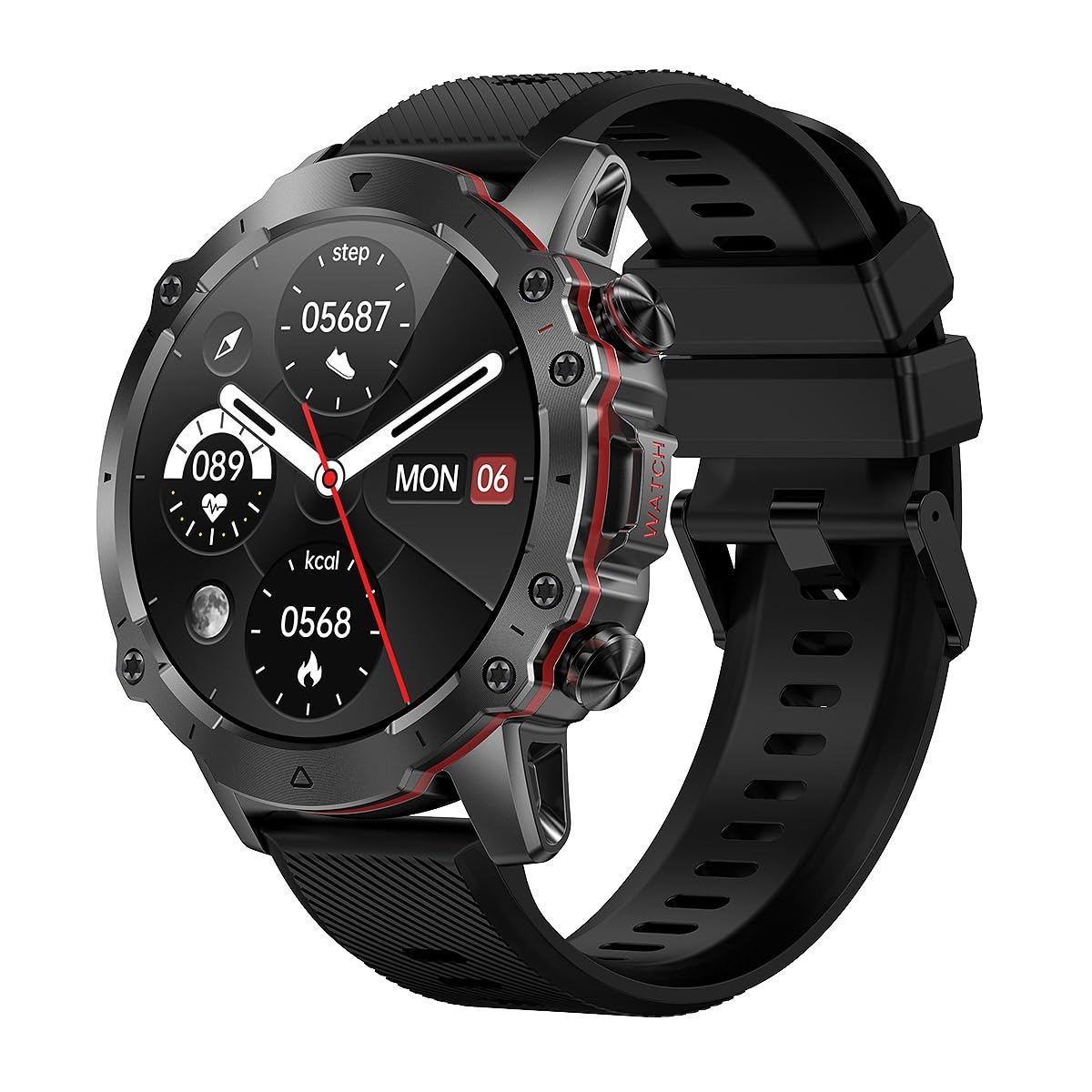 HELIX GTX SPORT 1.43" Display Smart Watch With Health Monitor, Bluetooth Calling And IP68 Waterproof (2x Strap Included Black and Steel)