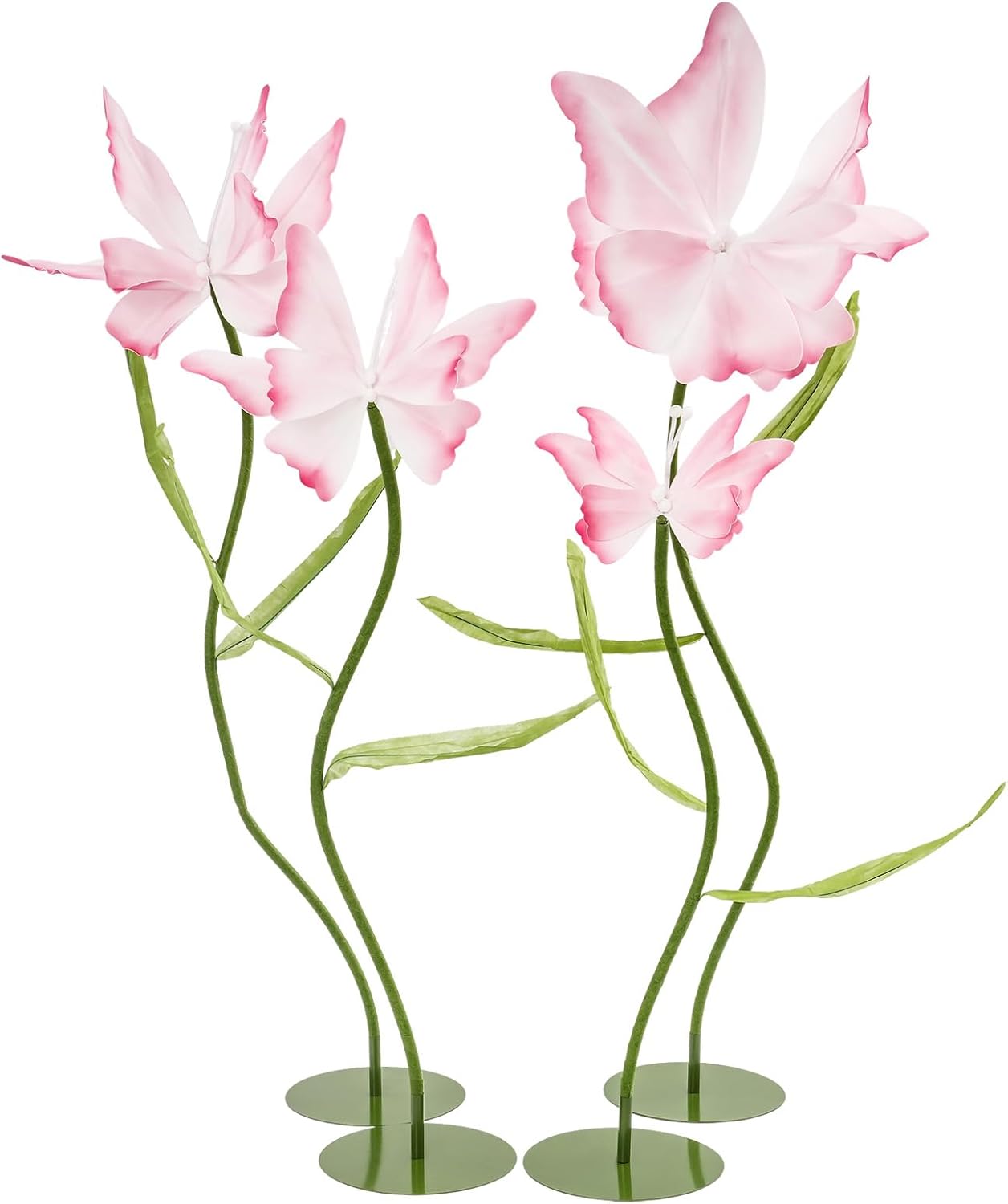 Set of 4 Giant Artificial Butterfly Flowers, Wedding Decorations for Aisle Reception Decor, 4.6Ft Huge Butterfly Flower with Stems and Stands for Birthday Party Banquet Window Display, Pink