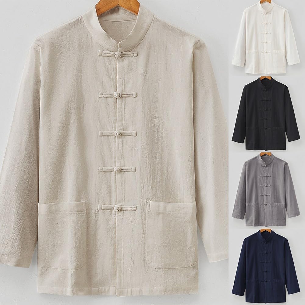Veste traditionnelle chinoise pour homme Tai Chi Manteau Tang Costume Uniforme Cardigan