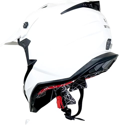 Miniatura 5 de 1Storm Casco de motocross para adultos, ATV Dirt Bike BMX MX Downhill Mountain Helmet Track Style JH601 blanco brillante