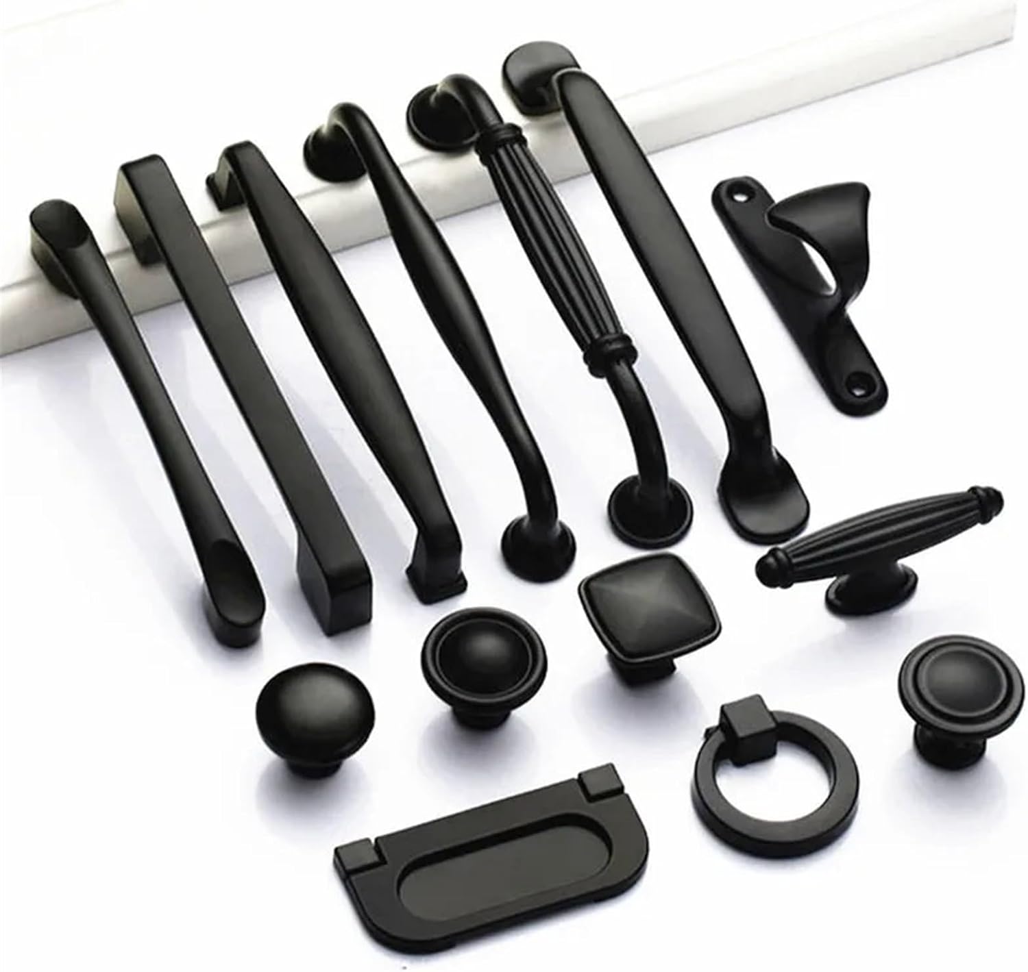 American Black Cabinet Handles for Furniture Cabinet Knobs and Pulls Handles Kitchen Handles Drawer Knobs Cabinet Pulls Cupboard 1Pcs (Color : 9011-single)