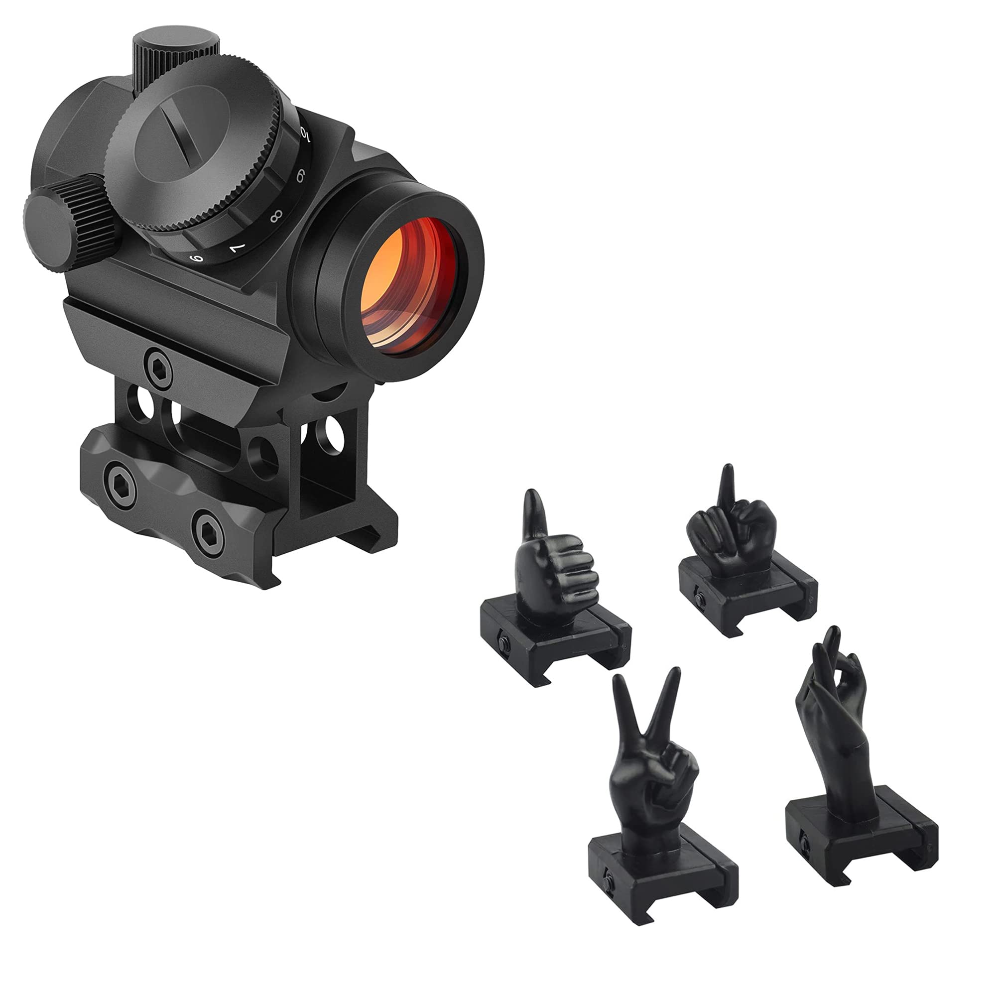 GOTICAL Finger Sight Set - Fixed Backup Front and Rear Sight BUIS, Fit Picatinny Rail and Weaver (2 Sets)