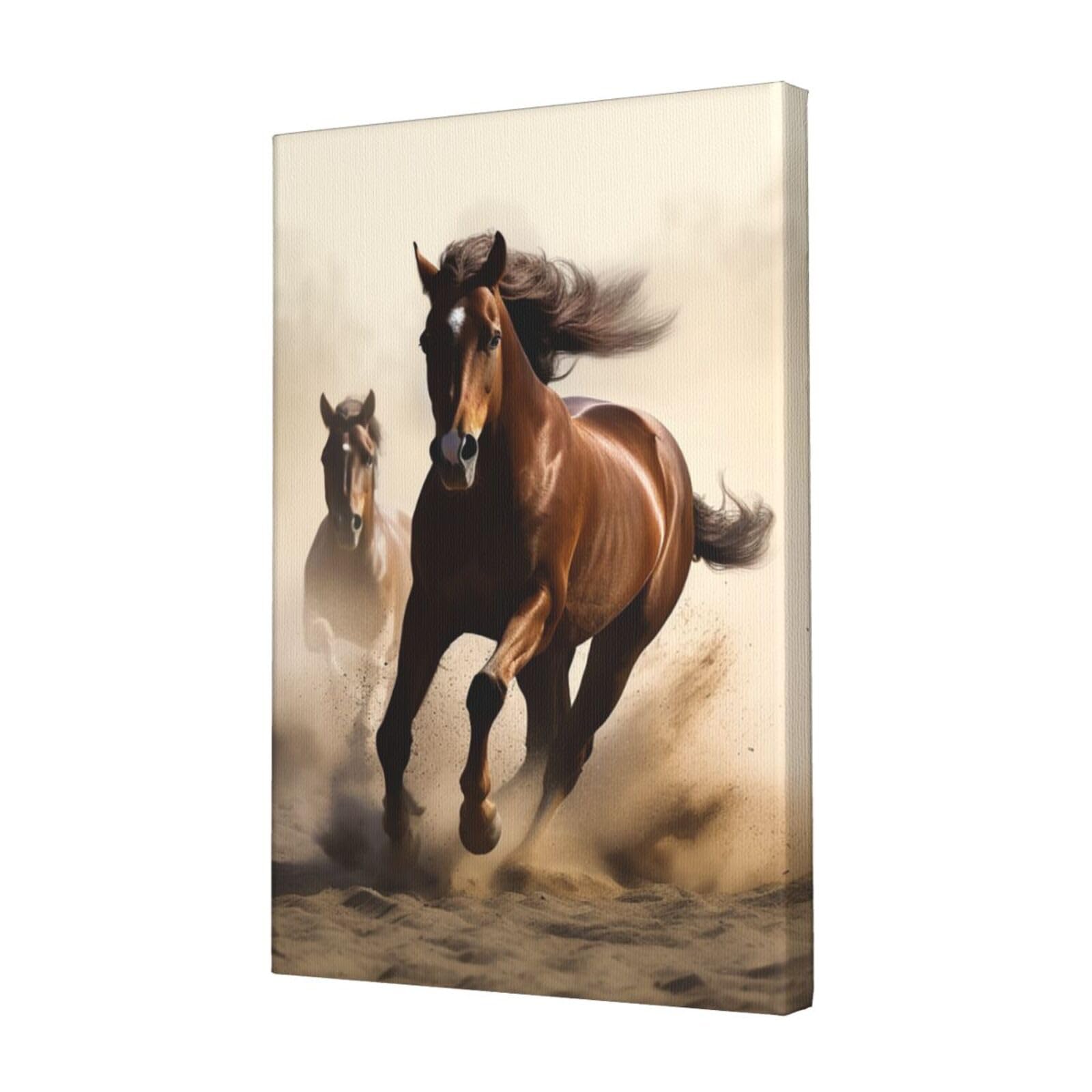 FodPand Animals Horse Running Canvas Wall Art for Living Room Wall Decor 12"x18" Modern Artwork Painting Pictures Hanging Canvas Prints Aesthetic Wall Art for Bedroom Bathroom Office Wallart Decor