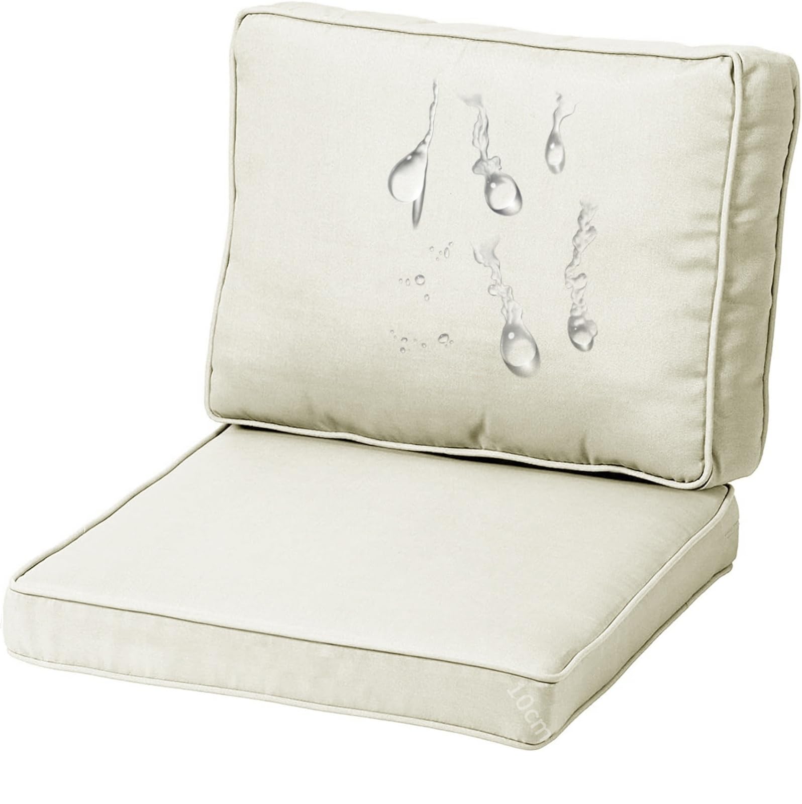 Coussin fauteuil jardin imperméable 55x60x10 assise dossier déhoussable extérieur