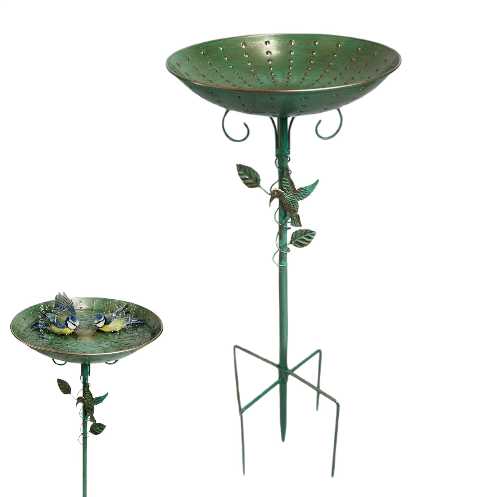 Bebedero de metal decorativo para colibríes de jardín exterior