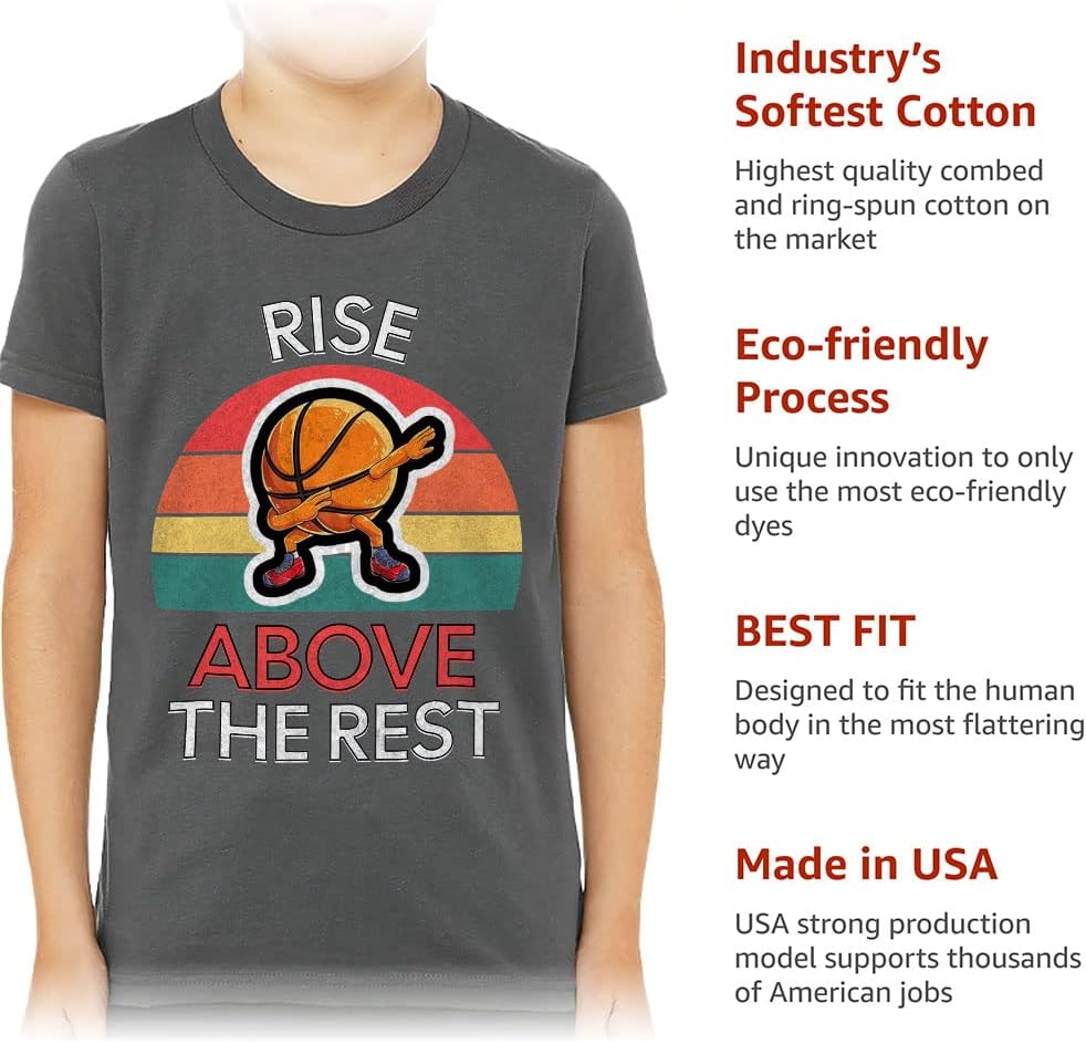 Rise Above The Rest Kids' T-Shirt - Inspirational T-Shirt - Basketball Tee Shirt for Kids