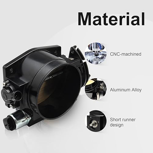 Miniatura 4 de Cuerpo del acelerador de 3.622 in para LS1 LS2 LS3 LS6 LS7 LSX con sensores de posición del acelerador TPS IAC Aluminio Negro