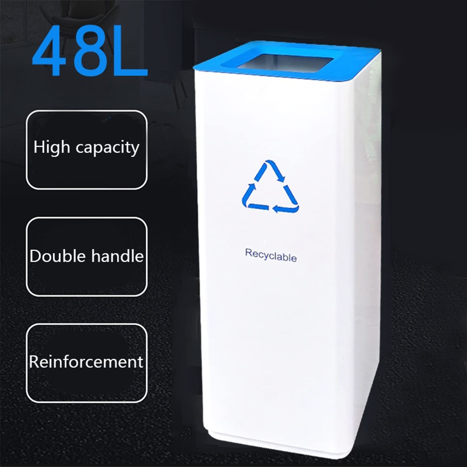 Bacs à ordures extérieurs Les ordures combinées blanches peuvent une corbeille de tri carrée de grande capacité peut une poubelle directe extérieure sans couverture, une technologie anti-empreinte 48L