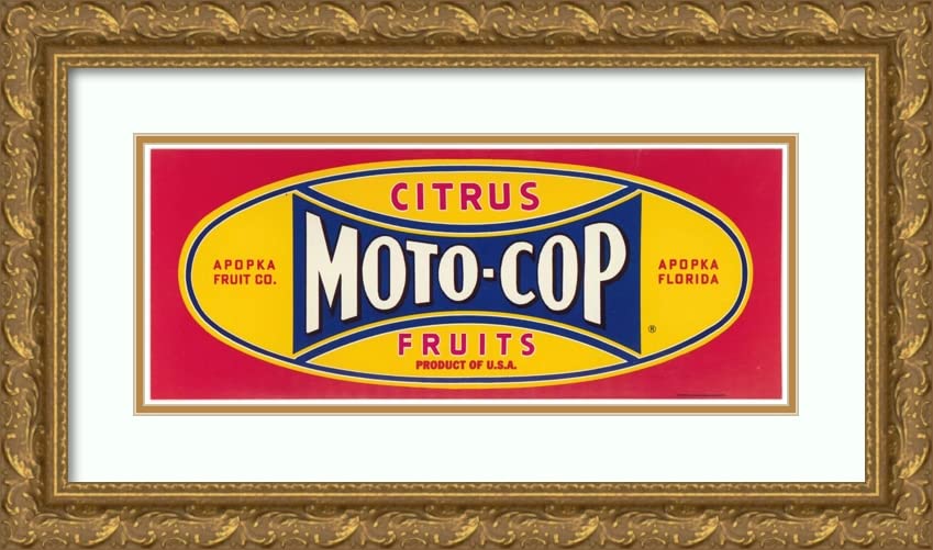 ArtDirect Anonymous 18x10 Gold Ornate Frame and Double Matted Museum Art Print Titled - Moto-Cops Citrus Fruit Label (1930-1950)