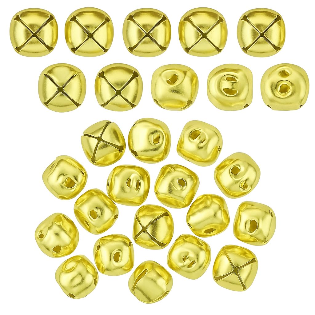 50 Gold Bells, Jingle Bell, Sleigh Craft, Large for Christmas Crafts, 1 inch - 25mm