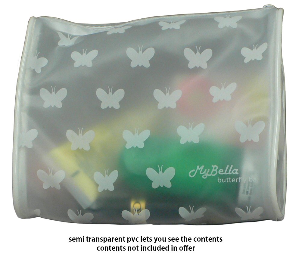 Dozen Pack 12 Count Butterfly Make Up Bags, Semi Transparent PVC 32684-D