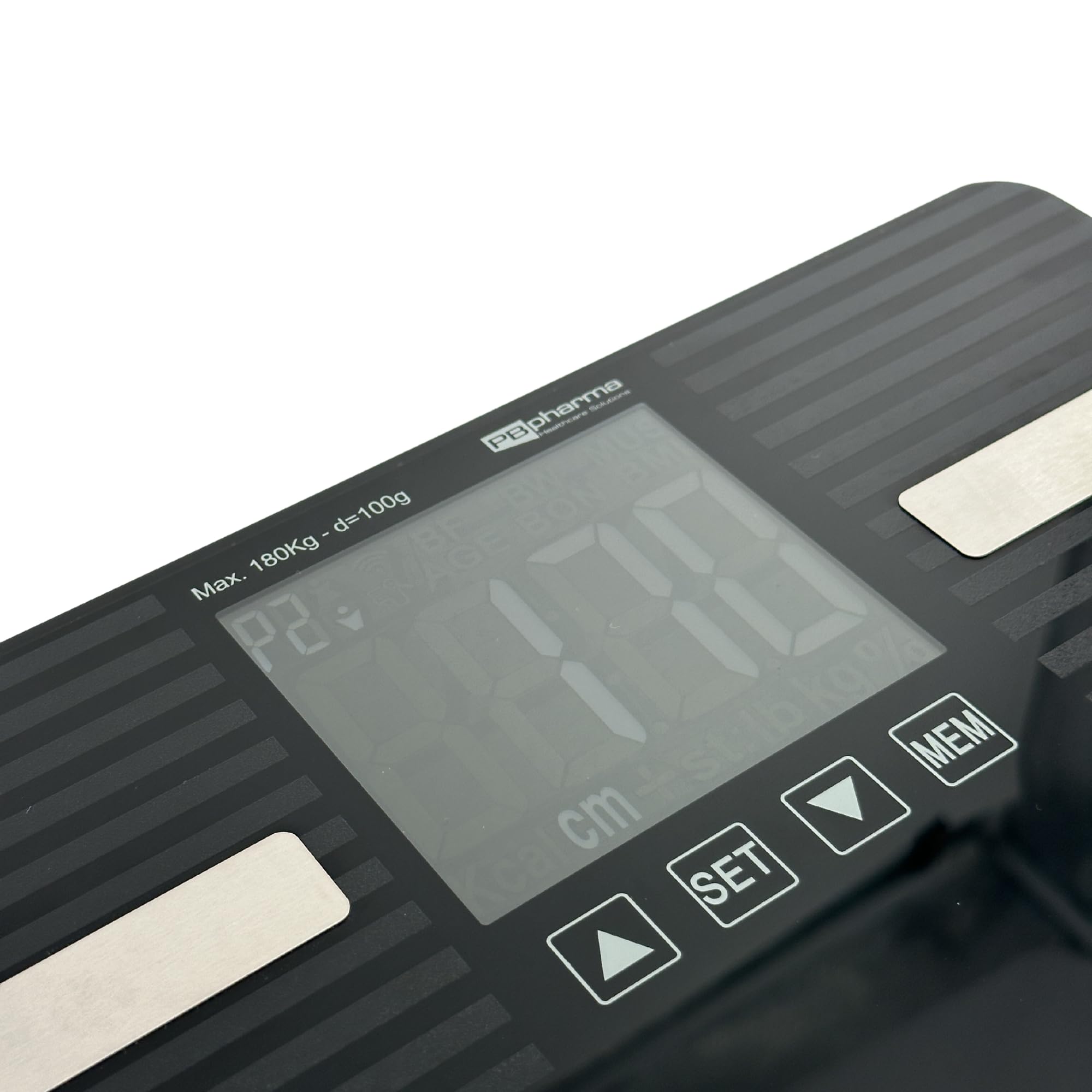 Bilancia Pesa Persone Digitale, Vetro Temperato, Antracite con 6 Differenti Parametri Corporei: Peso, Massa Grassa, Idratazione corporea, Massa Ossea, Massa Muscolare, Metabolismo Basale.