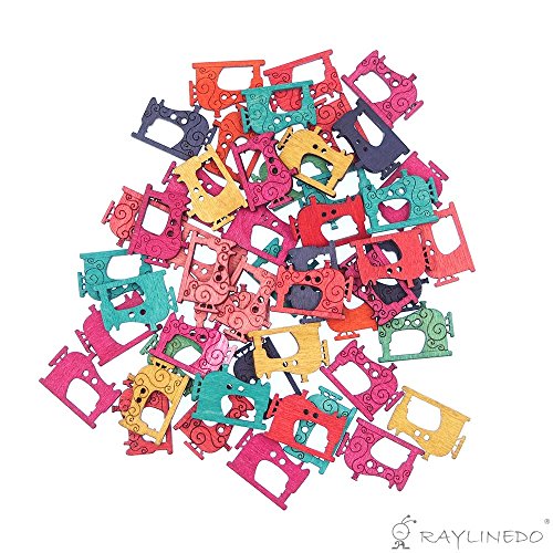 Raylinedo About 50Pcs Buttons Multi Color Beautiful Cute Sewing Machine Shape Delicate Wood Buttons Diy Buttons For Sewing And Crafting #TOP4