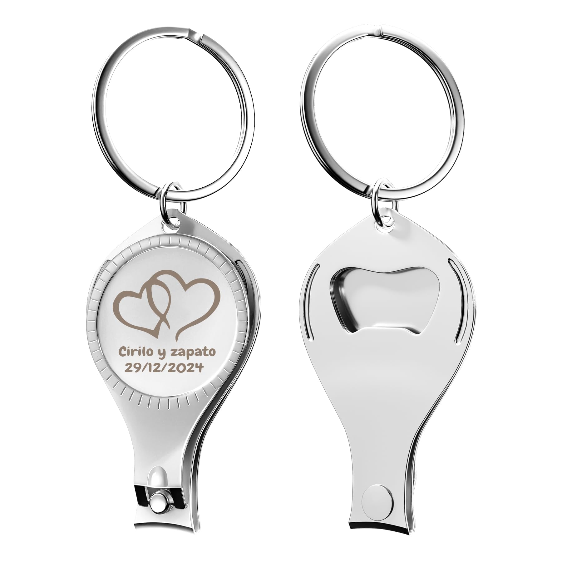 60 abrebotellas multifunción 4 en 1, cortaúñas, regalos de boda, personalizable, plateado, regalos multiherramienta para hombres