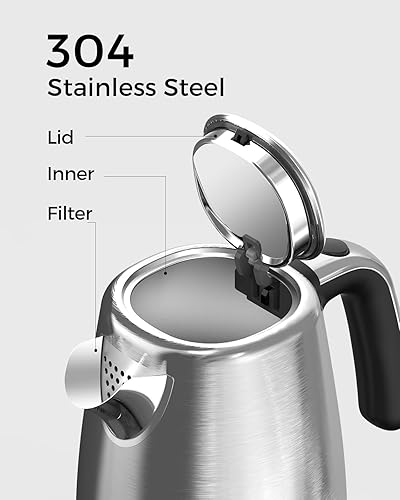 Vista 5 de LONGDEEM LD-K3041E-Silver - Hervidor eléctrico - Acero inoxidable de 1,7L, termómetro, apagado automático, plata