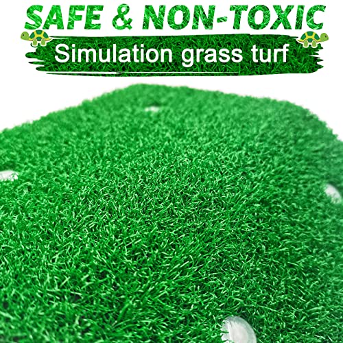 Image of Keedolla Lawn Turtle Basking Platform Tortoise Resting Terrace, Simulation Grass Turtle Ramp Tortoise Climbing Ladder for Aquarium, Fish and Turtle Tank - Large
