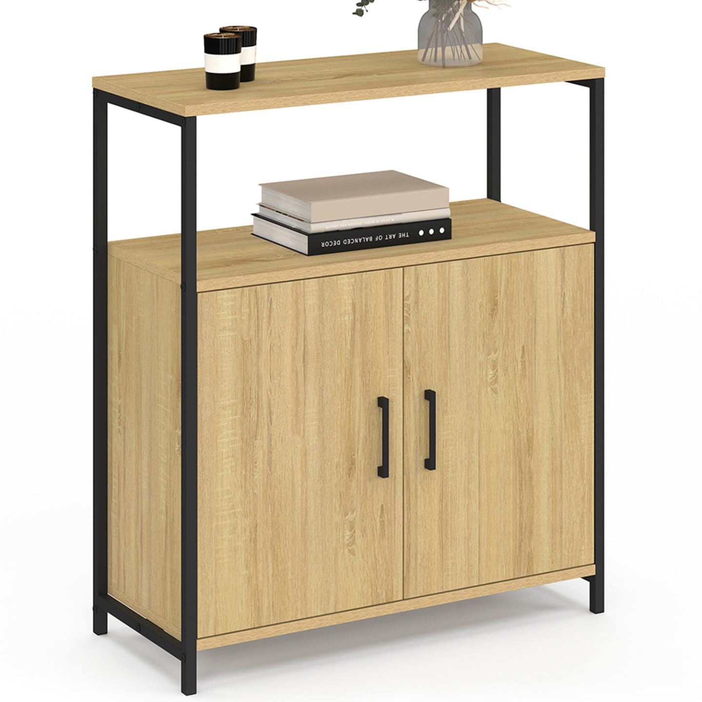 IDMarket - Buffet d'appoint 1 Niche et 2 Portes 70 cm Detroit Design Industriel
