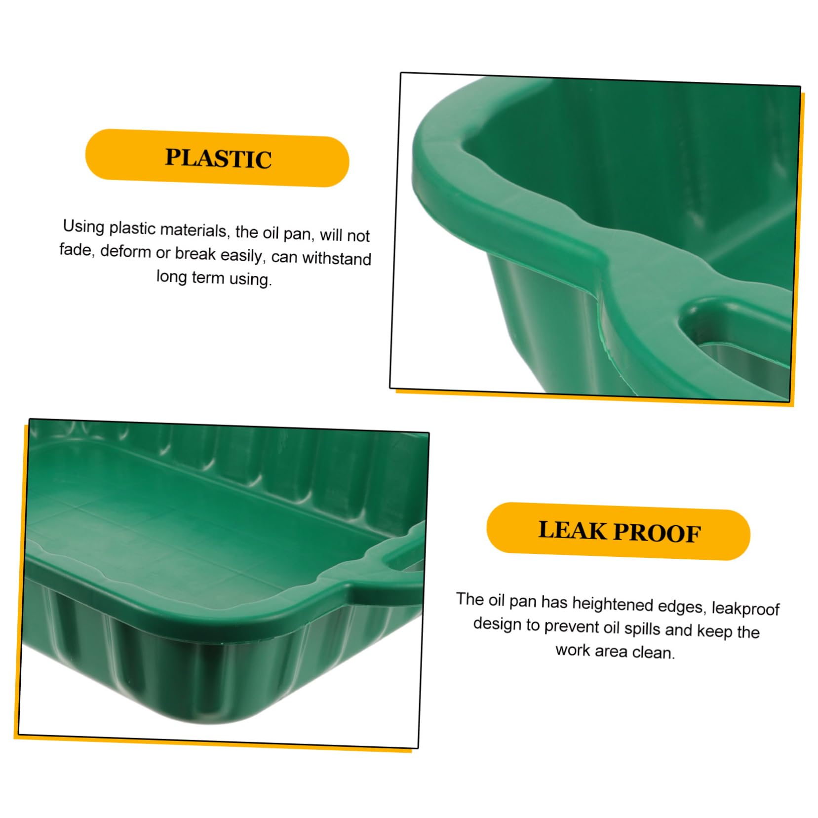 MAGICLULU Bac à Huile en Plastique Vert pour Automobile, Modèle Épais | Récupération Huile et Liquide de Refroidissement, Design Anti-fuite, Léger et Empilable pour Atelier