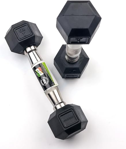 Cougar Hexa Dumbbells, Rubber Coated Hex Dumbbell Set, 1 set of Men's Dumbbell Set For Home Gym Exercise &amp; Fitness (1 Kg P...