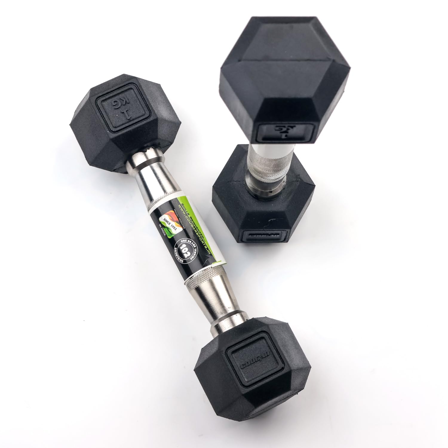Cougar Hexa Dumbbells, Rubber Coated Hex Dumbbell Set, 1 set of Men's Dumbbell Set For Home Gym Exercise & Fitness (1 Kg P...