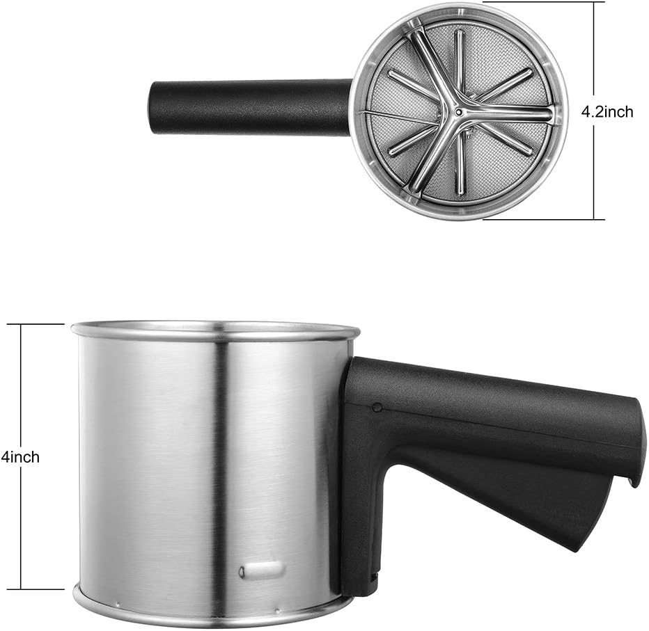 3 Cup Flour Sifter for Baking, Handheld Strainer Sifter Stainl