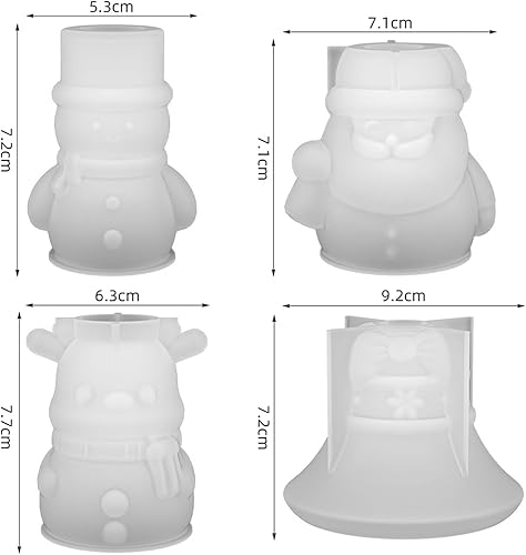 Miniatura 2 de Voaesdk 4 moldes de resina para candelabros de Navidad, portavelas de silicona para resina, 3D Papá Noel, muñeco de nieve, campana, alce,