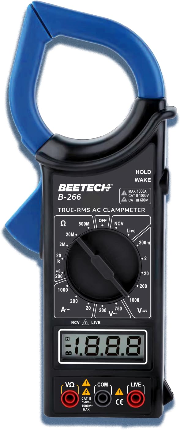 BEETECH® B-266 TRUE-RMS Digital Clampmeter measuring 1000A AC Current, AC/DC Voltage, NCV, Live Test, Resistence, Continuity Check & more.-image-40