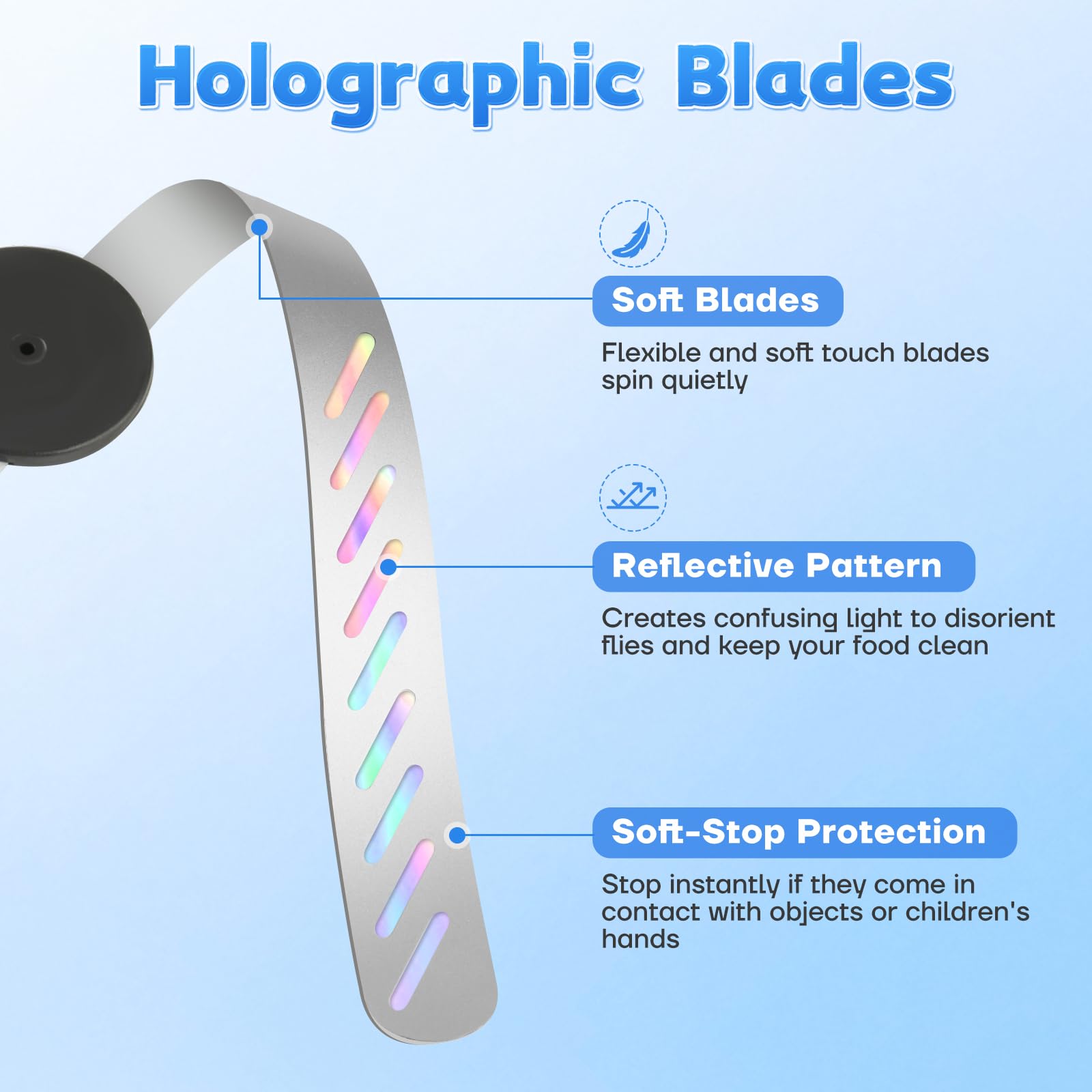 Fly Fans for Tables, Bug Fans with Holographic Blades 4 Pack - Image 4