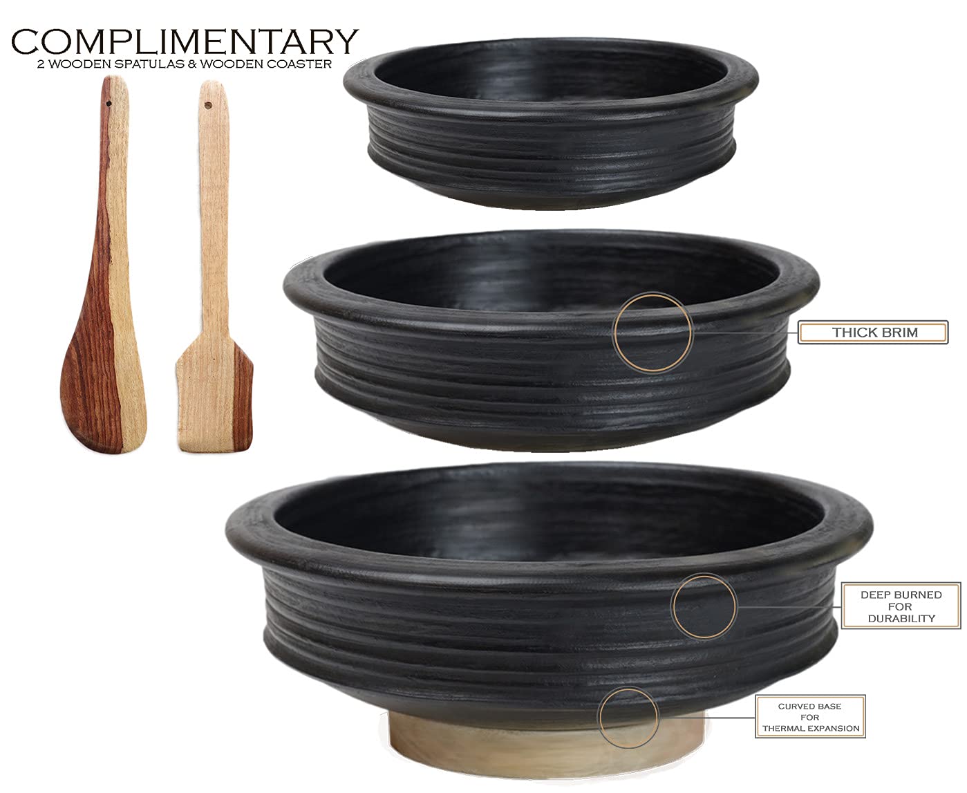 Craftsman India online Pottery Earthen Kadai/Clay Pots Combo for