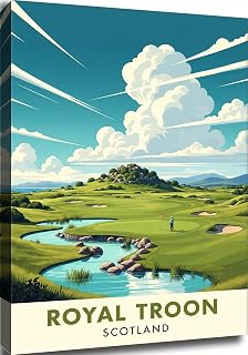 Royal Troon Golf Course Scotland Landscape Poster Art Canvas Printing Living Room Office Bedroom Aesthetic Poster (Frame-style, 16x24inch(40x60cm))
