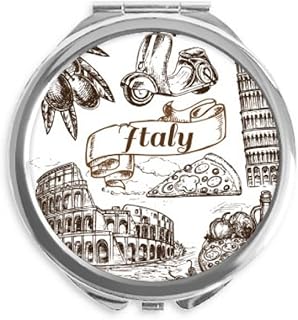 Italy Famous Landscape Travel Places Pattern Hand Compact Mirror Round Portable Pocket Glass