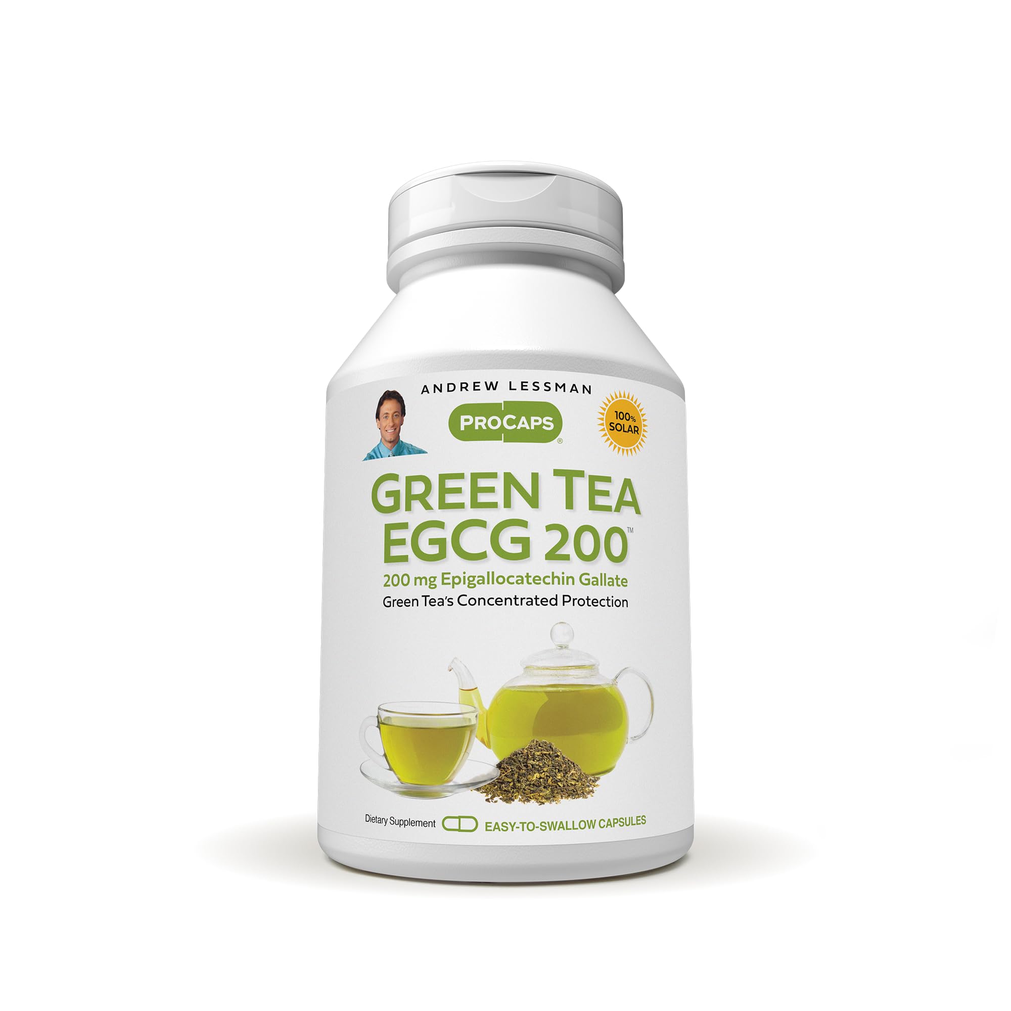 ANDREW LESSMAN Green Tea EGCG 200mg - 180 Capsules - 200 mg EGCG, Powerful Anti-oxidant Support for Healthy Liver Function, Immune, Brain, Heart and