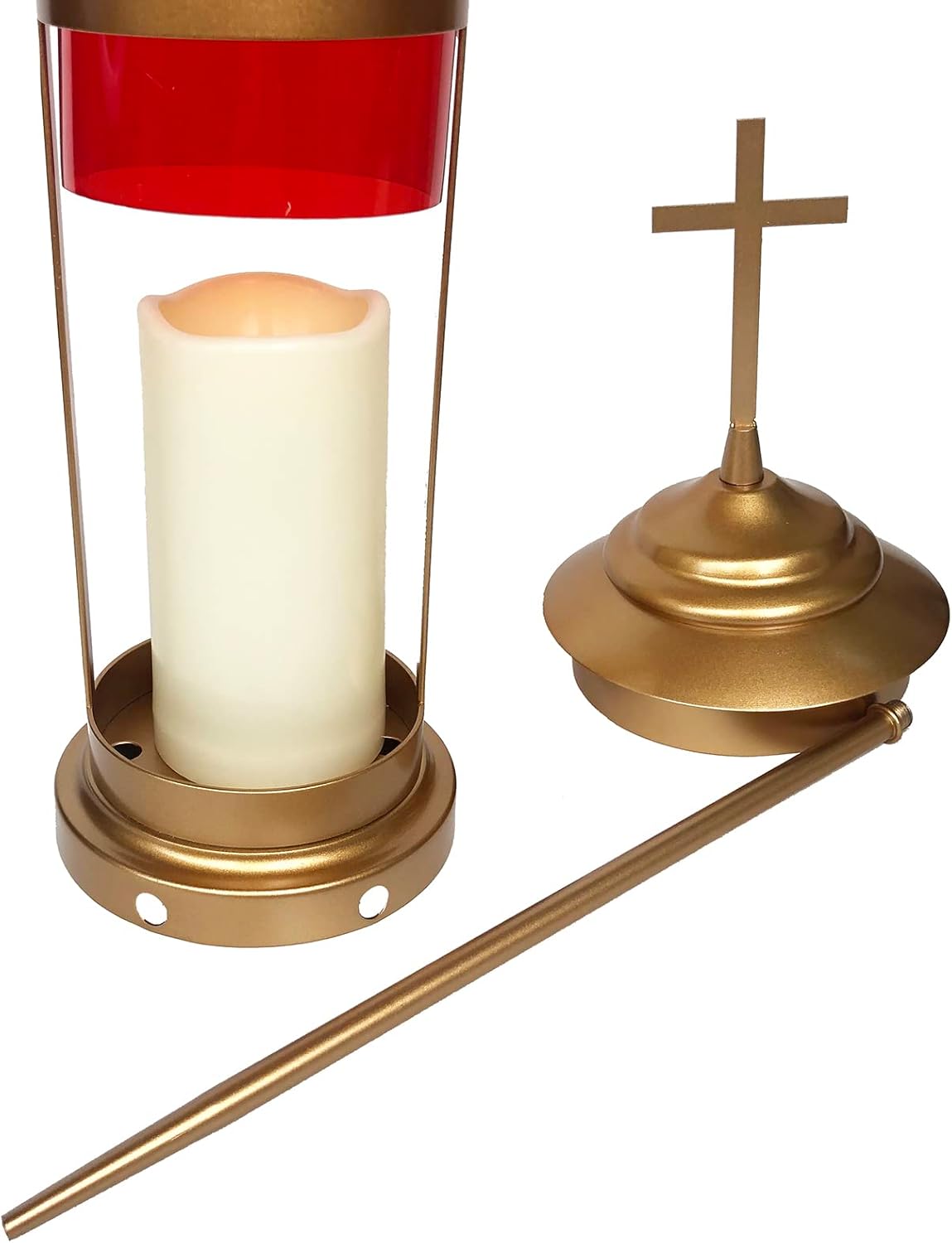 Cemetery Decorations - Grave Lights Candle Lamp for Loving Memorial Gifts, Metal Crosses With 11.8 Inches Long Garden Stakes