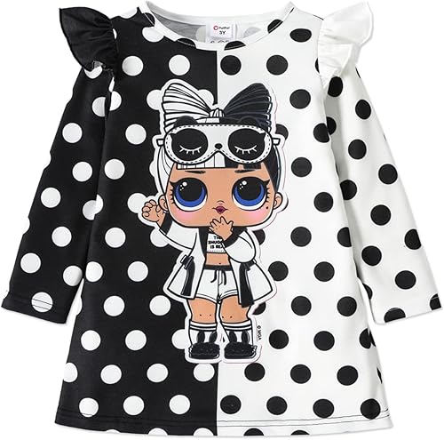 LOL Surprise Vestido de sudadera con capucha para niñas pequeñas con estampado de bolsa manga larga con capucha
