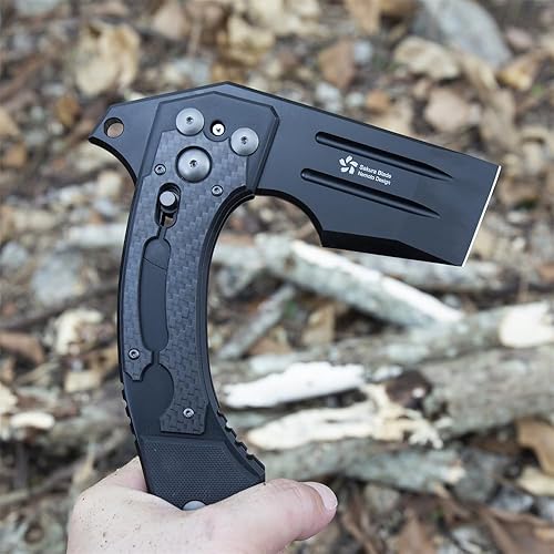 Miniatura 4 de KATSU Hacha plegable de campamento hacha táctica japonesa plegable de bolsillo con bloqueo de eje para supervivencia exteriores corte y división de