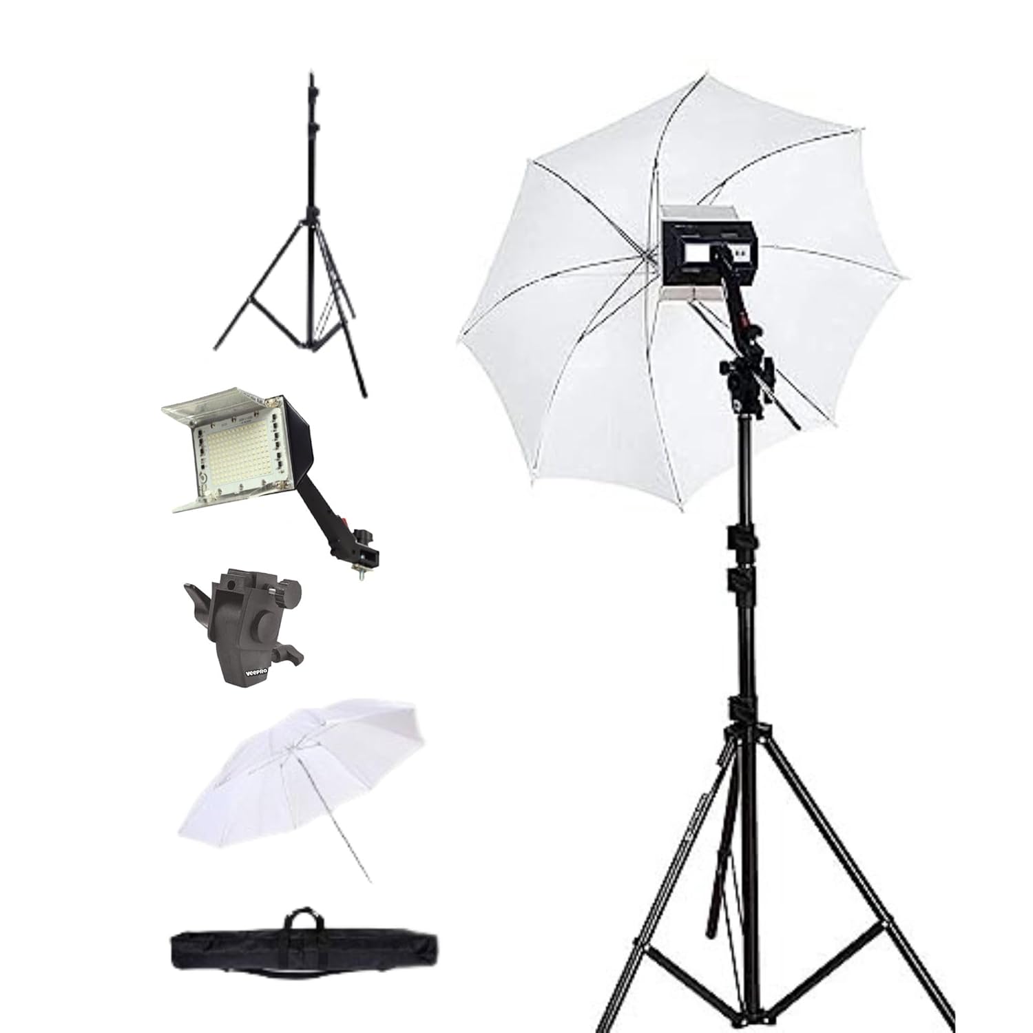 MVPRO Photo Video Umbrella Stand Setup with Video Light Sungun/I