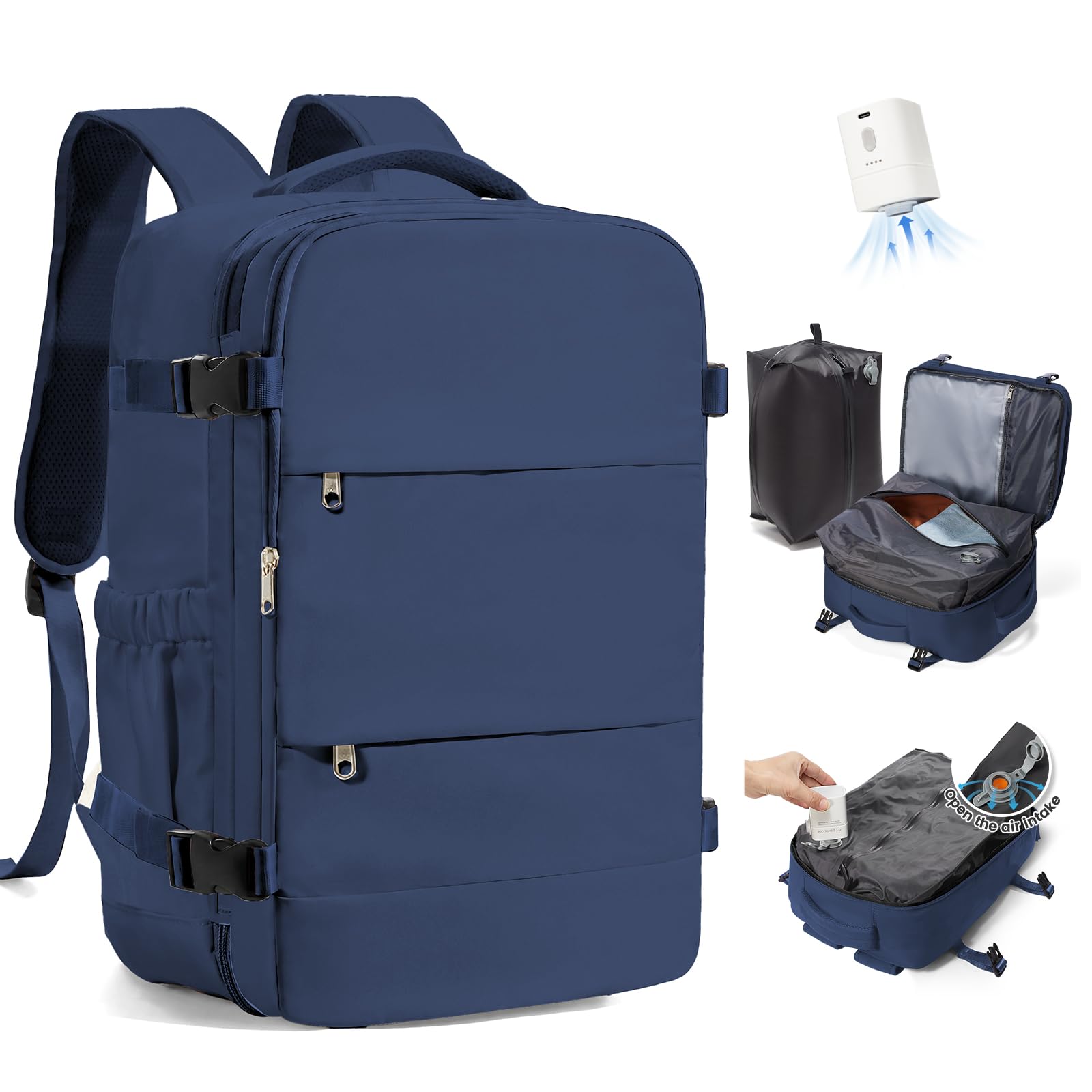 SZLX Zaino Ryanair 40x30x20 Sottovuoto con pompa Zaino da Viaggio 40x30x20 Ryanair Wizzair Bagaglio a Mano 40x20x25 Donna da impermeabile Zaino Casual Laptop da 14 Pollici con Scomparto per Scarpe