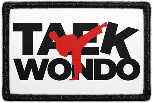 Taekwondo Kick Morale Patch | Hook and Loop Attach for Hats, Jeans, Vest, Coat | 2x3 in | by Pull Patch