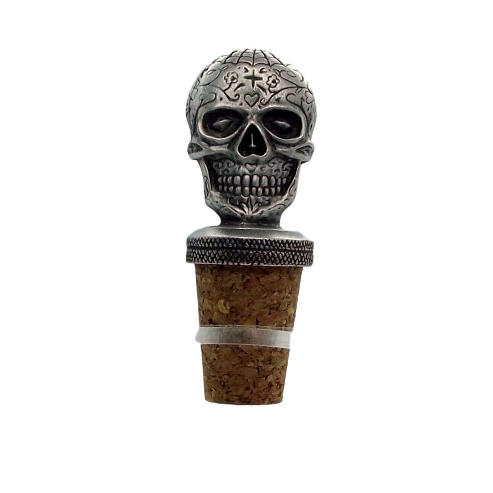 Smartbadge® Sugar Skull Halloween Crafted Pewter Bottle Stopper/Wine Saver + 59mm Button Badge