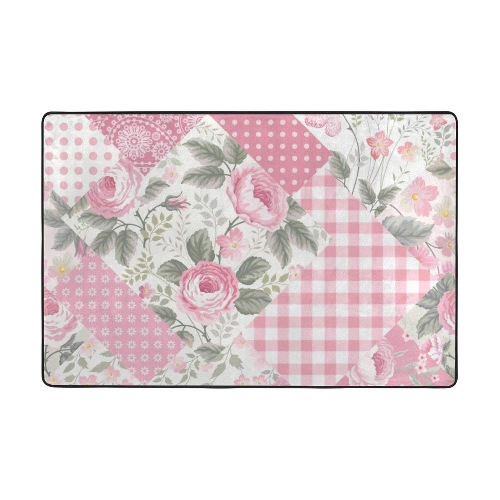 Tapis motif floral romantique Ruchen pour réchauffer un sol froid avec du velours corail rose