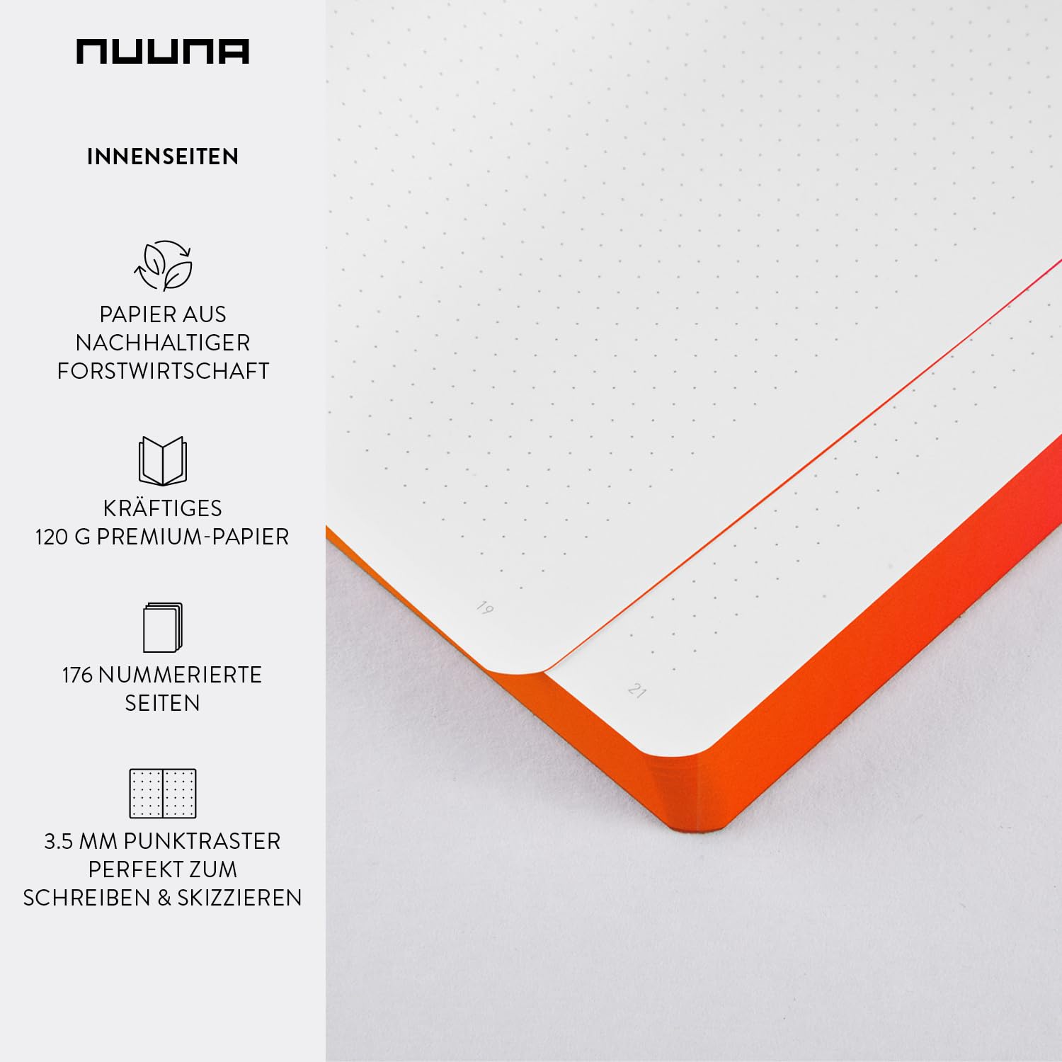 Nuuna Notizbuch A5+ Colour Clash L Light - Burn, Leder rosa