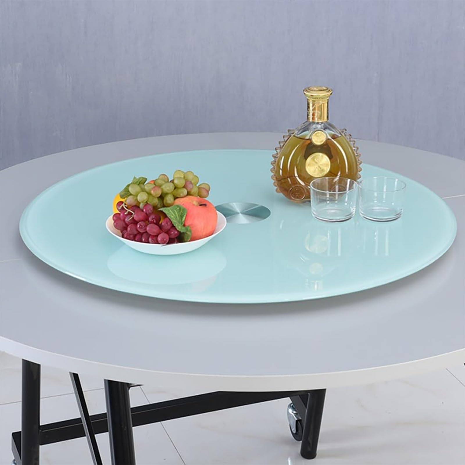 Grand plateau tournant rond avec rotation fluide et surface en verre trempé